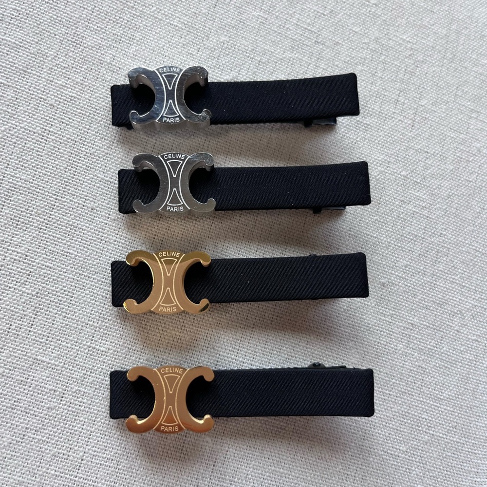 Urban Outfitters logo hair clips 1 pair gold or silver